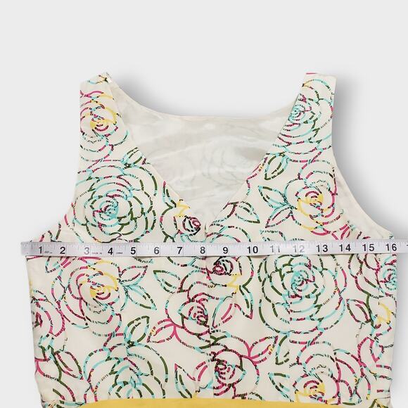 Vtg Lilly Pulitzer White Label Silk Blend Floral Dress Sz 6 Butter Yellow Roses - Picture 10 of 12